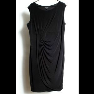 Black Gathered Faux Wrap Dress (Enfocus Women)